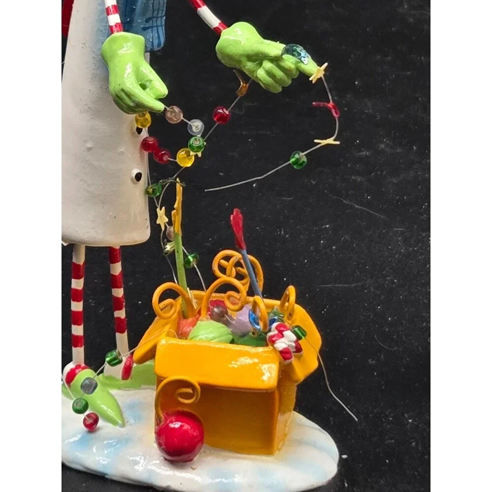 Department 56 Snowman Decorating with Lights Rare LolliStick Christmas Ornament